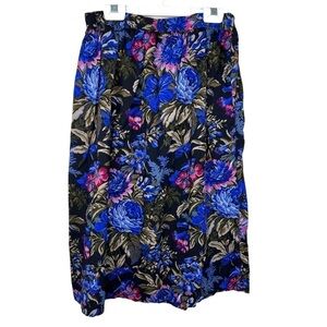 XS Vintage Floral Pencil Skirt Pockets Straight Colorful Vibrant